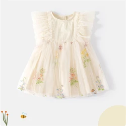 Departamento Mori vestido de tul con bordado floral para niña