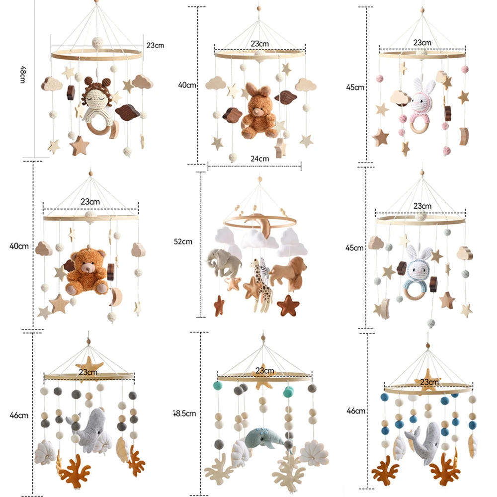 Sonajeros musicales para cuna de fieltro con campana – Animales bosque - imagen 4