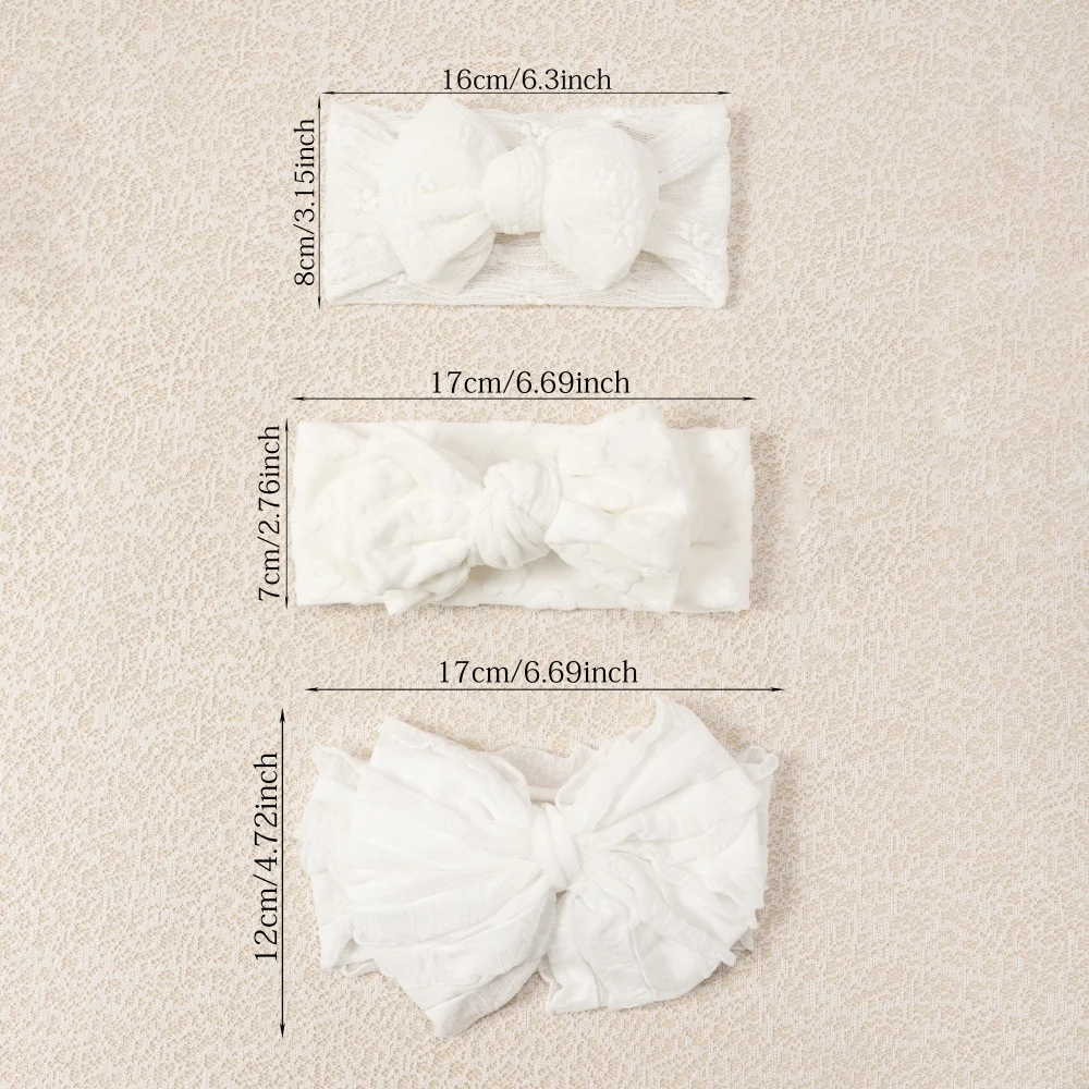 Diadema bebé blanca con lazo elástica de nailon para niña elegante - imagen 4
