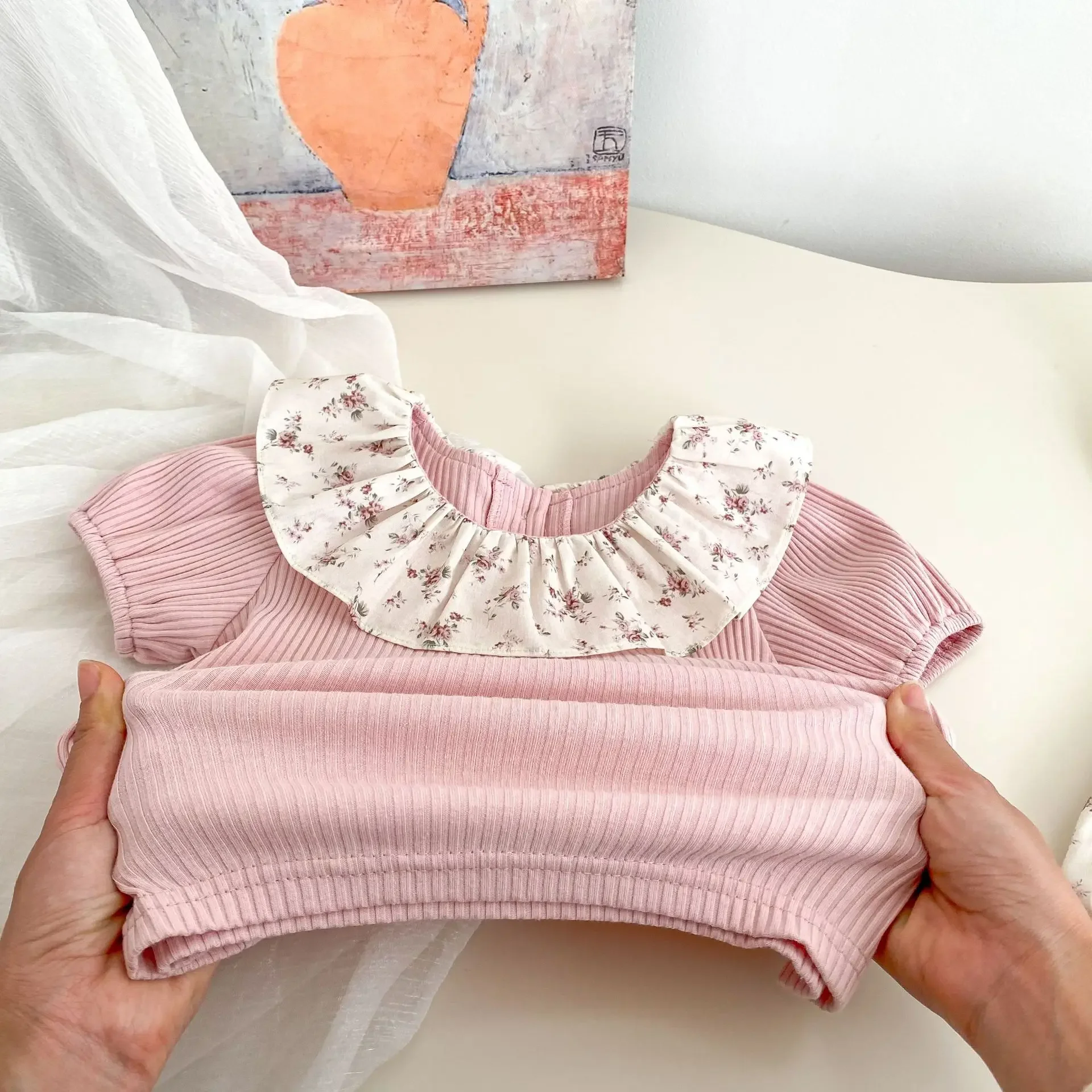 Conjunto verano bebé: camiseta sin mangas con lazo y bombachos cortos - imagen 5
