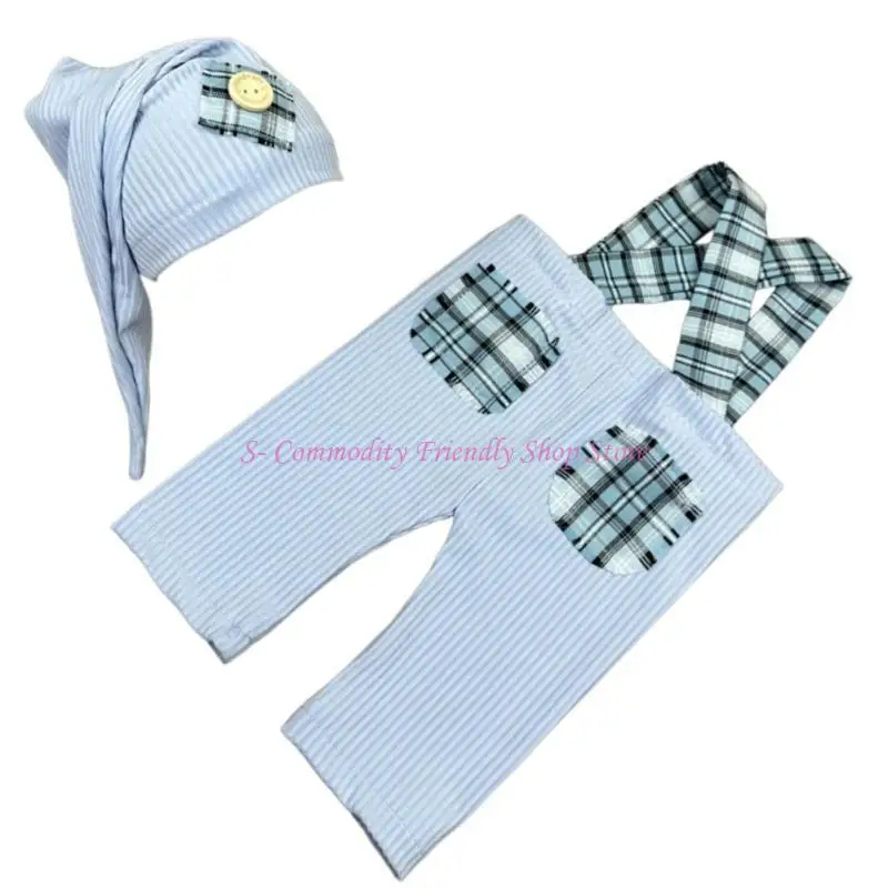 85AE atrezos para fotografía bebés monos y traje con sombrero ropa para sesión fotos ropa transpirable para fotografía - imagen 3