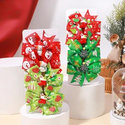 Juego de 4 pinzas con lazo navideño para niñas - Accesorio festivo