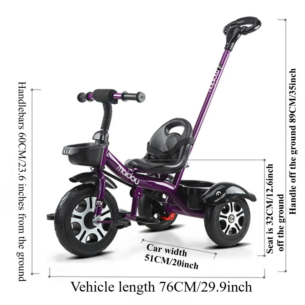 Triciclo 2 en 1 para niños, triciclo con asa de empuje, cestas de almacenamiento de asiento ajustables, bicicleta de equilibrio, regalo de cumpleaños para niño y niña - imagen 2