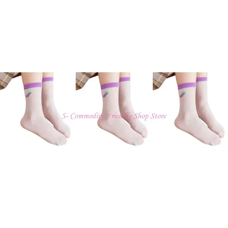 85ae 3 pares calcetines ternero para niños no lipados calcetines fruta verano calcetines nylon transpirables para - imagen 3