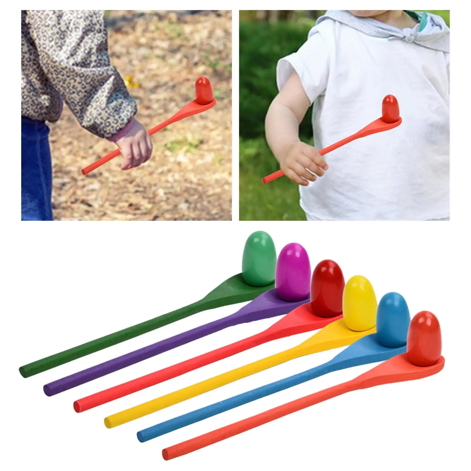 6x Egg Spoon Race Game Interactive Balancing Toy Field Day Toy Party Favors Toys Balance Toy for Holiday Yard Outdoor Party Lawn