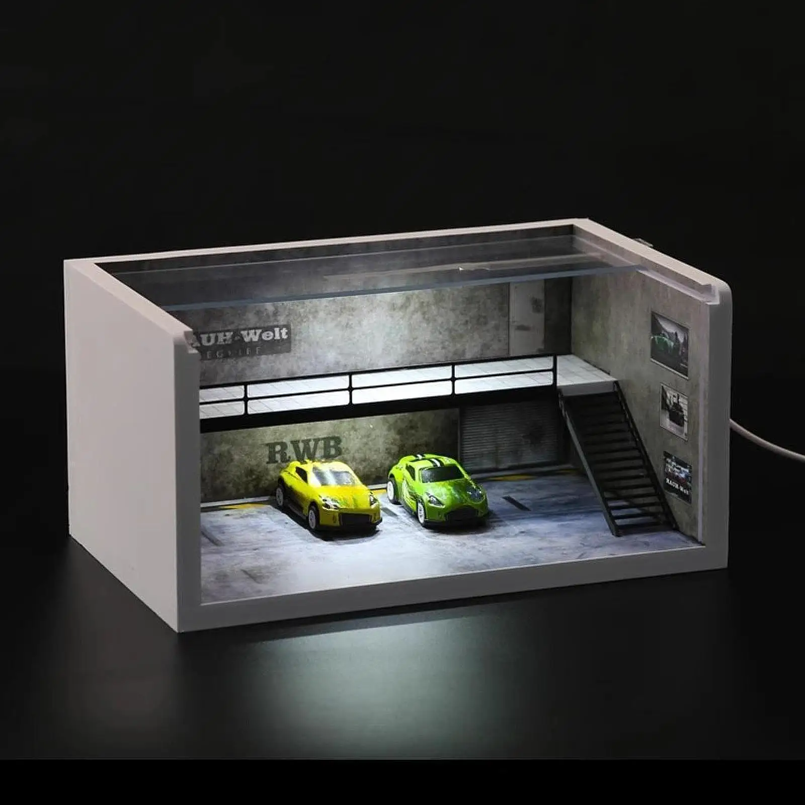 1/64 Model Car Display Case Ornament Photo Prop Toy Car Storage Home Decoration Display Box Parking Scene Showcase Organizer