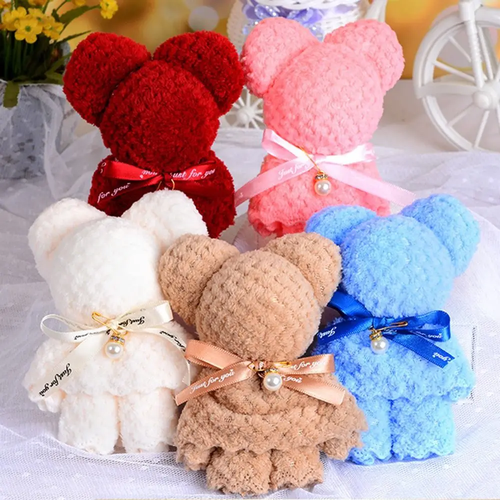 Toallas de oso de terciopelo Coral, toallita suave de 15cm para regalo de boda, toalla de mano creativa bonita para la cara - imagen 2