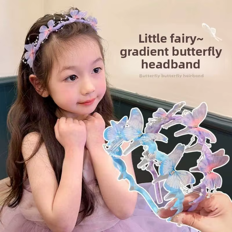 Diademas infantiles princesa mariposas onduladas antideslizantes - imagen 2