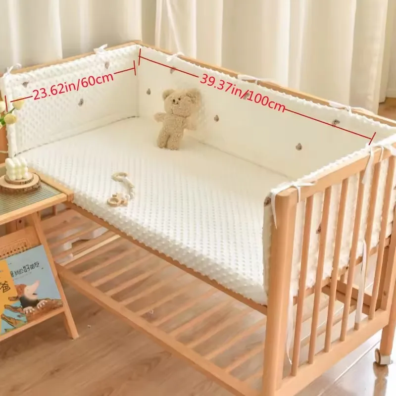Valla para cuna de bebé, barandilla de protección para cama, parachoques grueso de algodón con dibujos animados, Protector alrededor de cuna, decoración para habitación de bebé, Color sólido - imagen 2