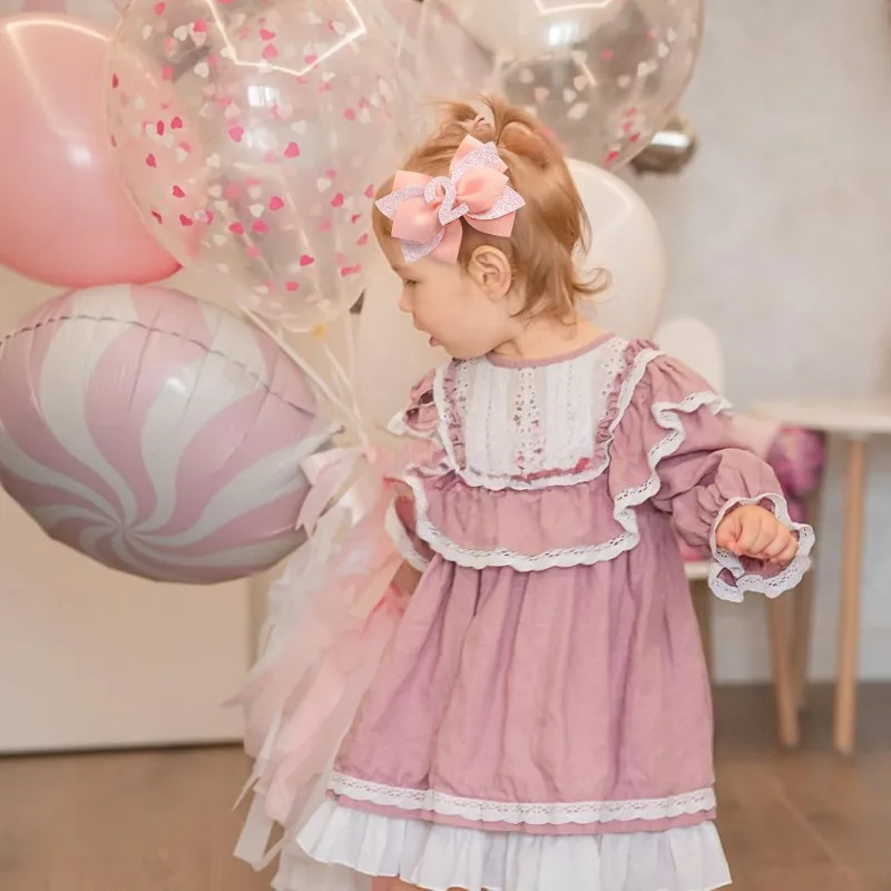 Lazos de pelo purpurina melocotón para cumpleaños infantiles - imagen 5