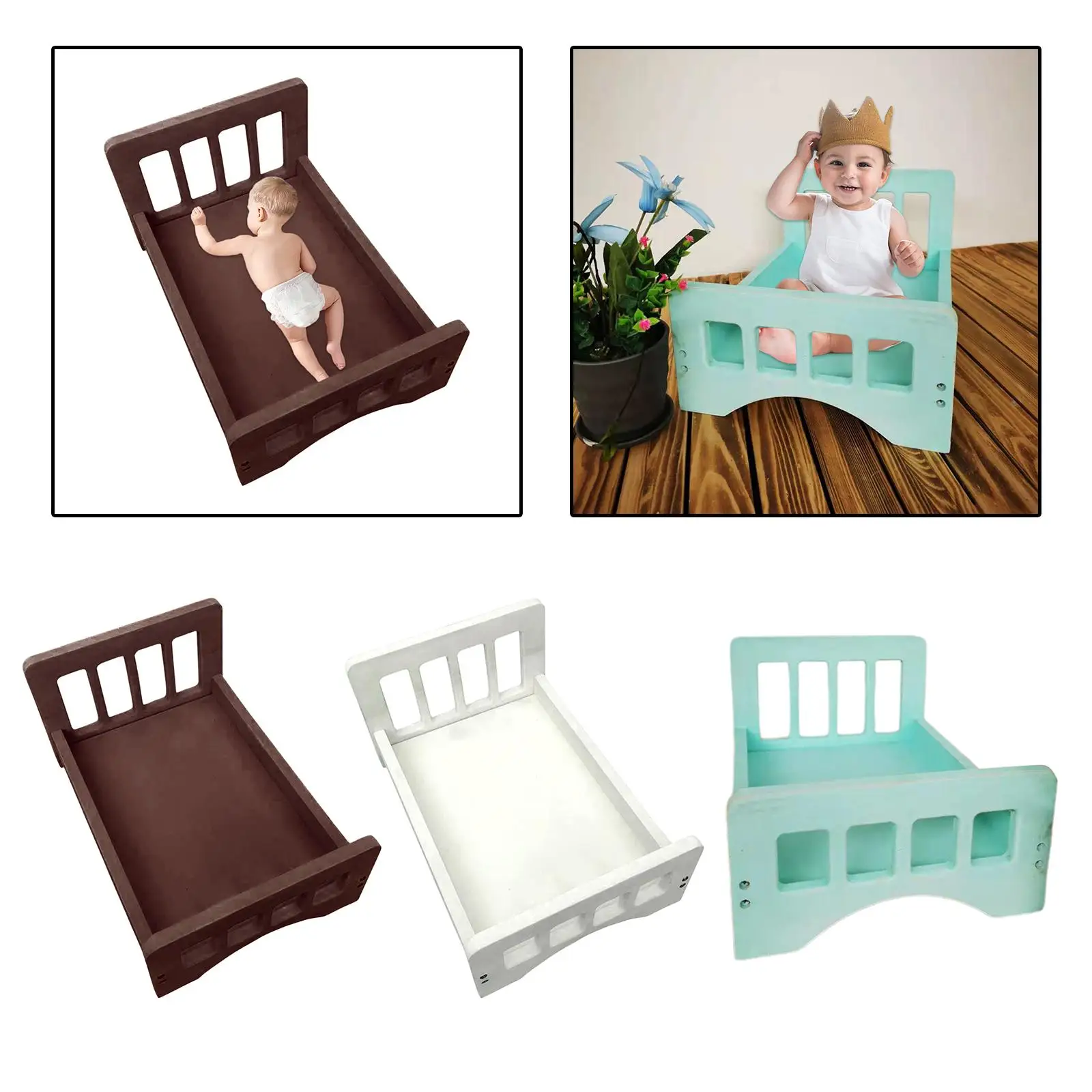 Wood Bed Newborn Accessories Crib Posing Baby Photography Studio Props