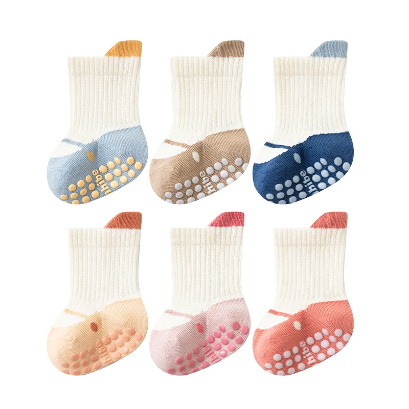 3 pares de calcetines de suelo para bebé con empuñaduras calcetines antideslizantes de algodón transpirable para niños pequeños de 0 a 5 años - imagen 3