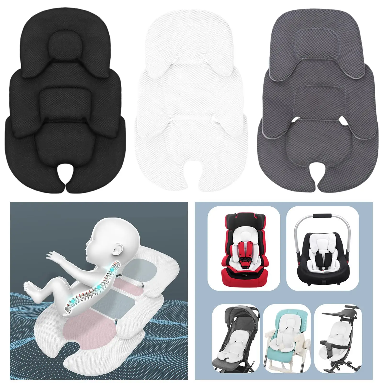 Cojín transpirable para cochecito de bebé, forro asiento - imagen 2