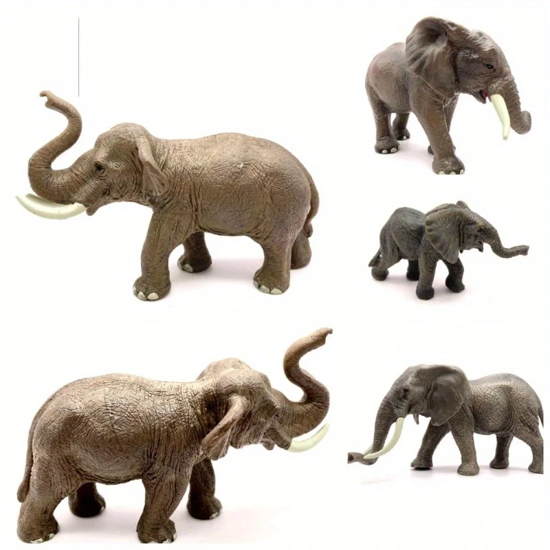 Elefante asiático de simulación transfronteriza, modelo de elefante africano masculino, adorno de juguete sólido para niños