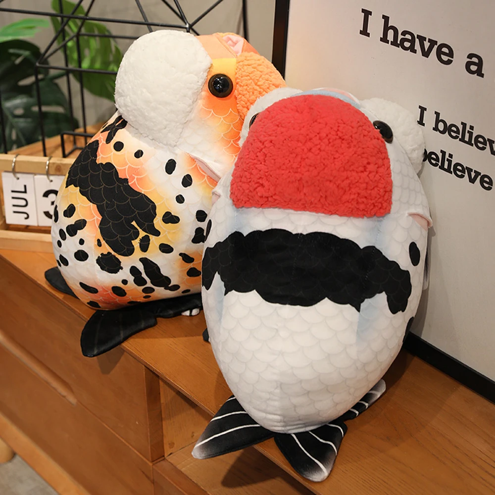 Peluche de pez Ranchu rojo y blanco – Cojín decorativo para sofá - imagen 5