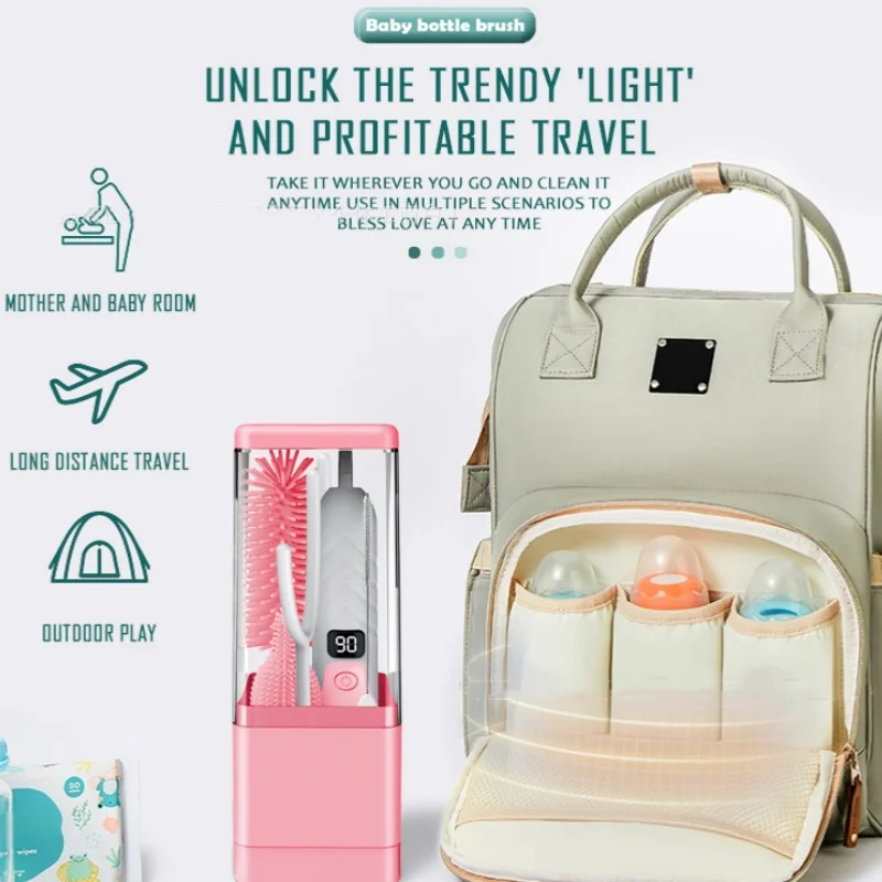 Cepillo para biberones, cepillo eléctrico para tazas, estante de secado, esterilización UV automática, cepillo de limpieza de chupete multifunción - imagen 2