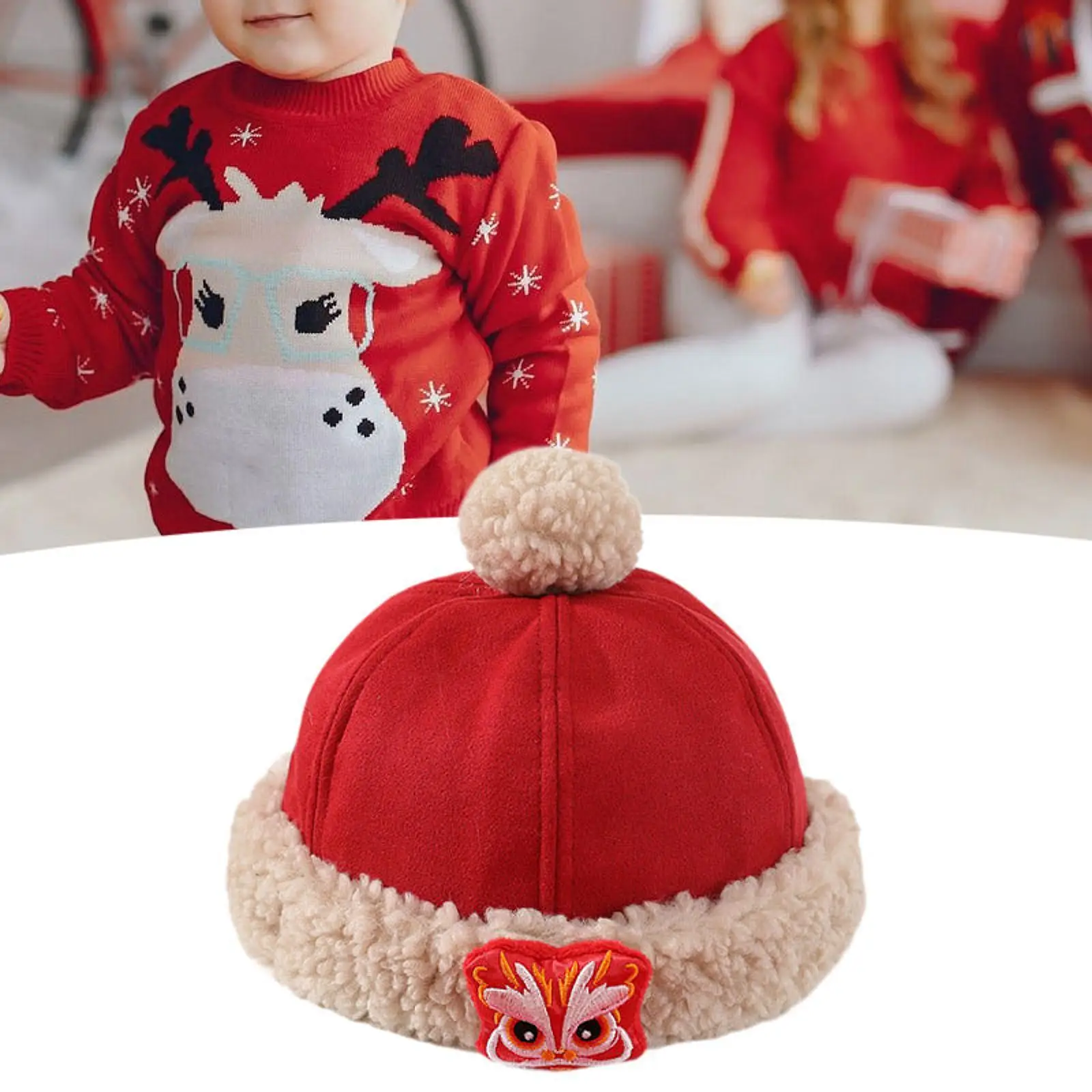 Baby Winter Hat New Year Decor Gift Soft Comfortable Warm Cute Fashion New Year Cap for Kids Children Toddlers Infant Boys Girls