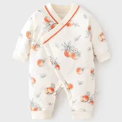Pelele de otoño e invierno para niña, ropa infantil para niño, monos de manga larga de algodón con estampado bonito de dibujos animados coreanos, artículos para recién nacidos B267