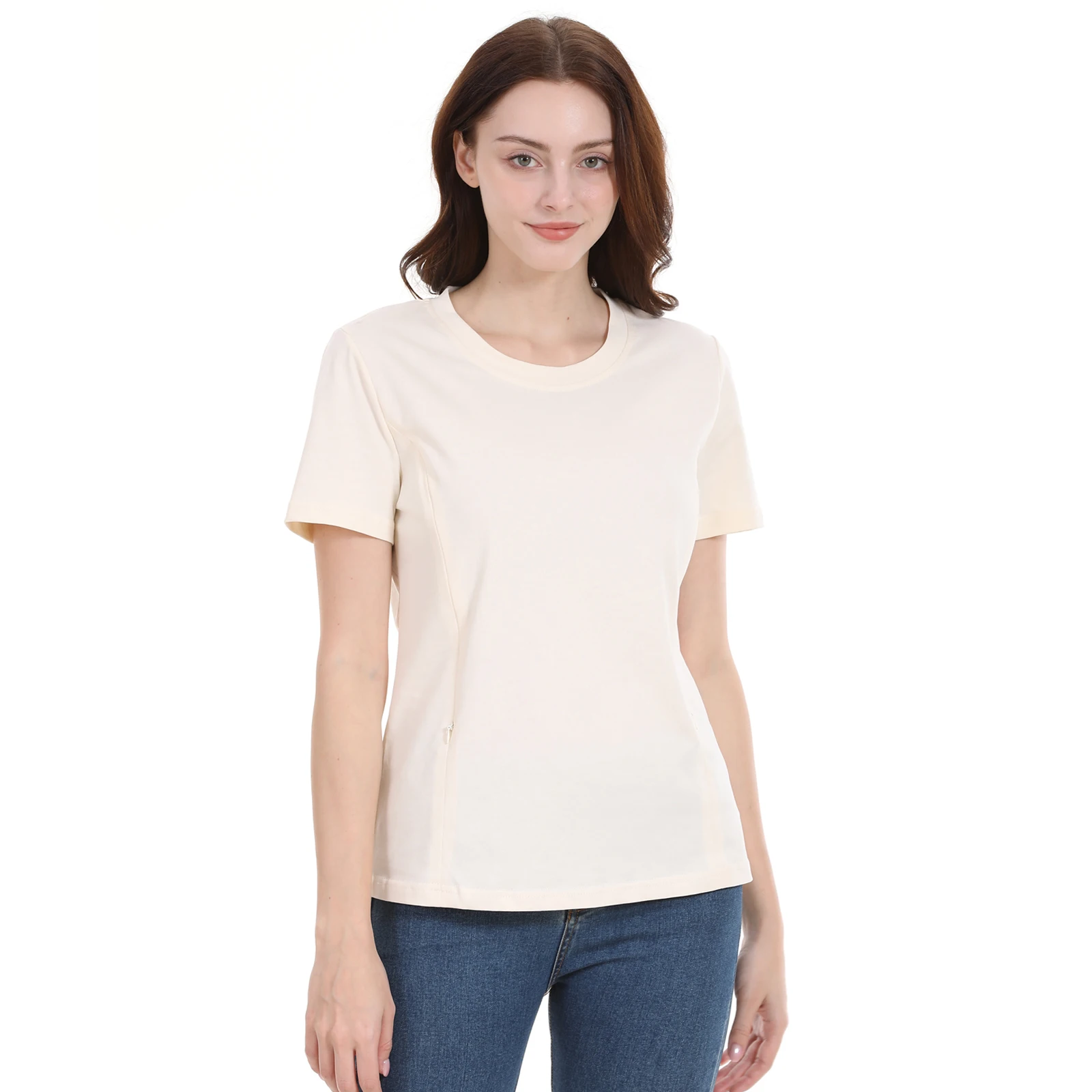 Ropa de mamá de lactancia con cremallera oculta, ropa de maternidad, camisetas de manga corta para lactancia de verano, camisetas de lactancia de talla grande - imagen 3