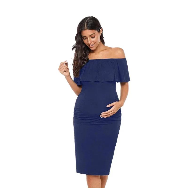 Vestido premamá de algodón con volantes para lactancia - imagen 4