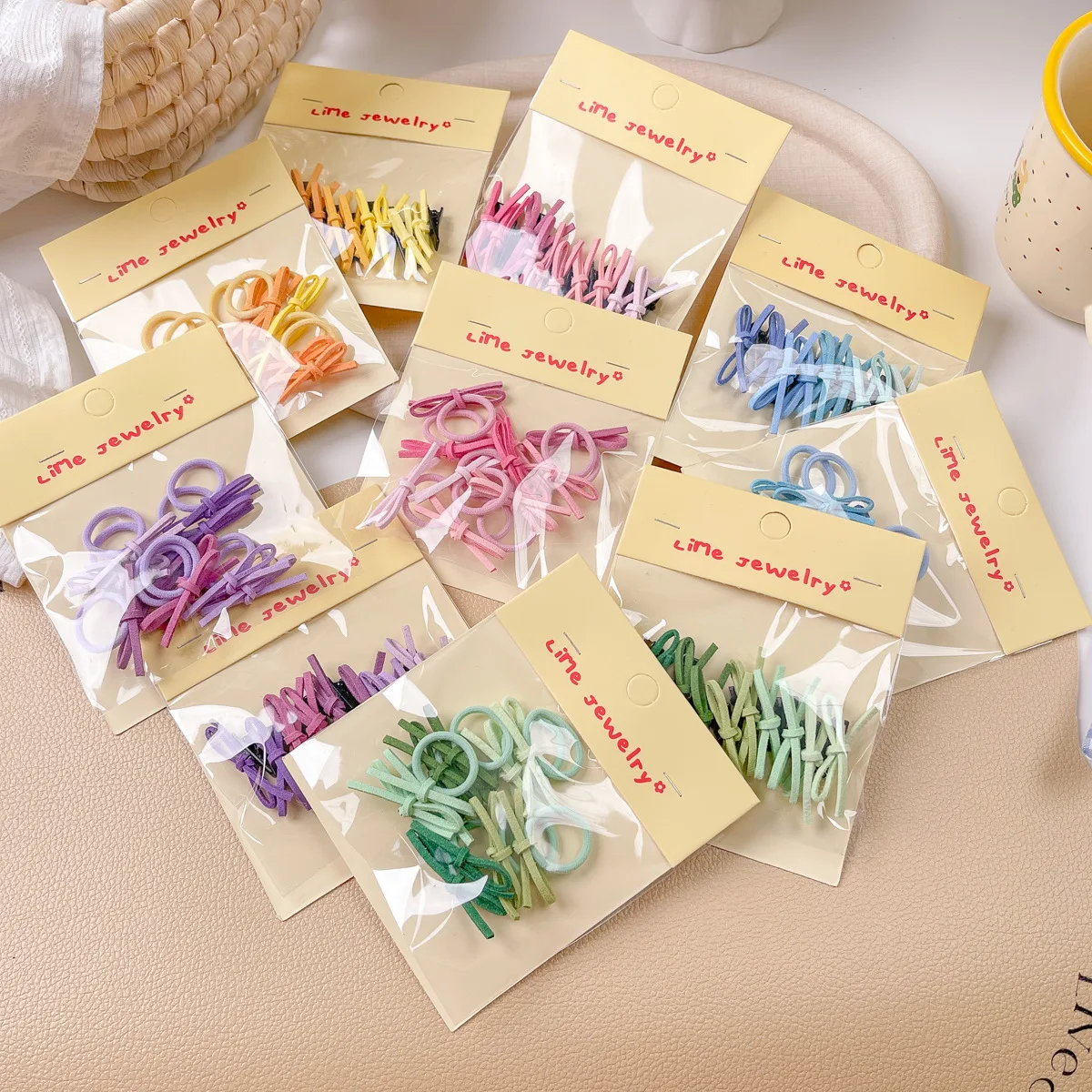 10 Uds. Diademas elásticas con lazo de terciopelo para niñas, dulce moda, Clips BB laterales para el cabello coloridos, bandas de goma, accesorios de estilismo para la cabeza - imagen 3