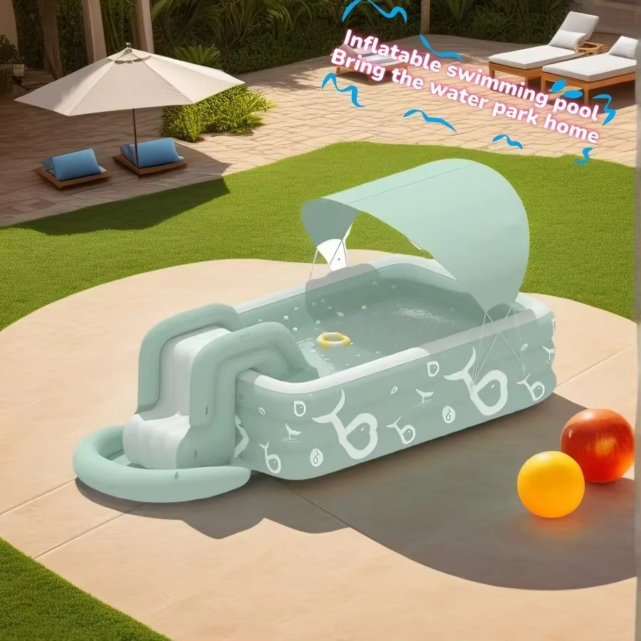 Piscina hinchable con tobogán infantil para jardín exterior - imagen 4