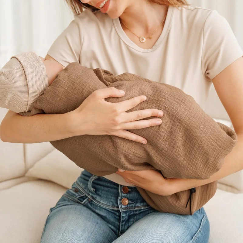 Manta de lactancia para recién nacido, cubierta de lactancia para mujer, bufanda, chal con Poncho de privacidad, manta para cochecito de asiento de coche de bebé - imagen 4