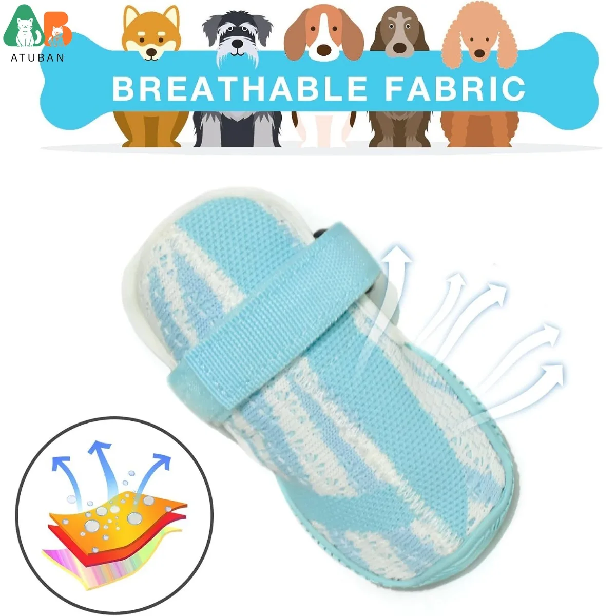 Zapatos para perros, botas para perros transpirables de malla para caminar, correr, senderismo, botines para perros con suela de goma robusta antideslizante suave, correas ajustables - imagen 3