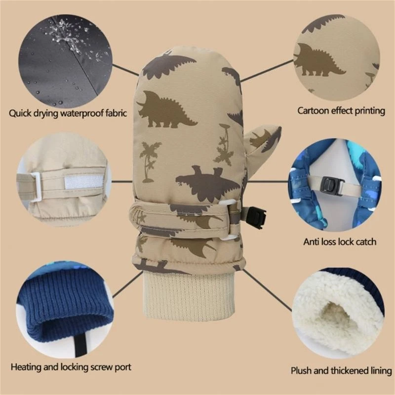 Guantes esquí ajustables M76C, guantes invierno impermeables para niños, disfrutan actividades aire libre - imagen 3