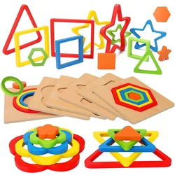 Rompecabezas Montessori de formas geométricas madera para niños