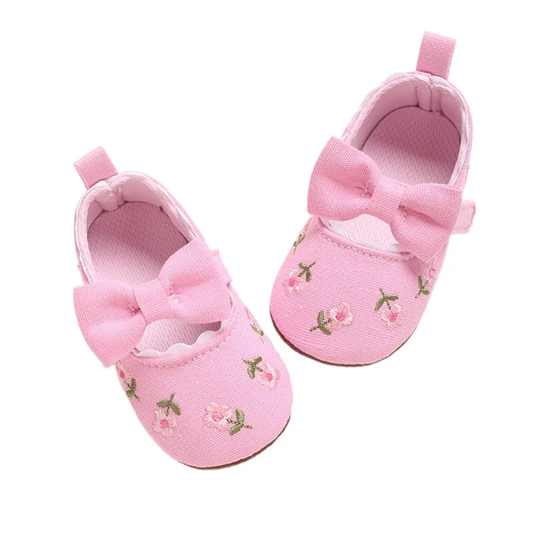 SUNSIOM Zapatos planos Mary Jane para niña con bordado floral, suela suave antideslizante, zapatos para primeros pasos, zapatos lindos para primavera y otoño - imagen 5