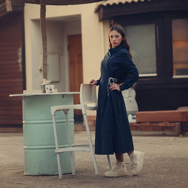 Vestido envolvente para mujer, maxi color blanco con decoración especial en contraste, costura para niña, sin mangas, tela de lino y algodón, cinturón
