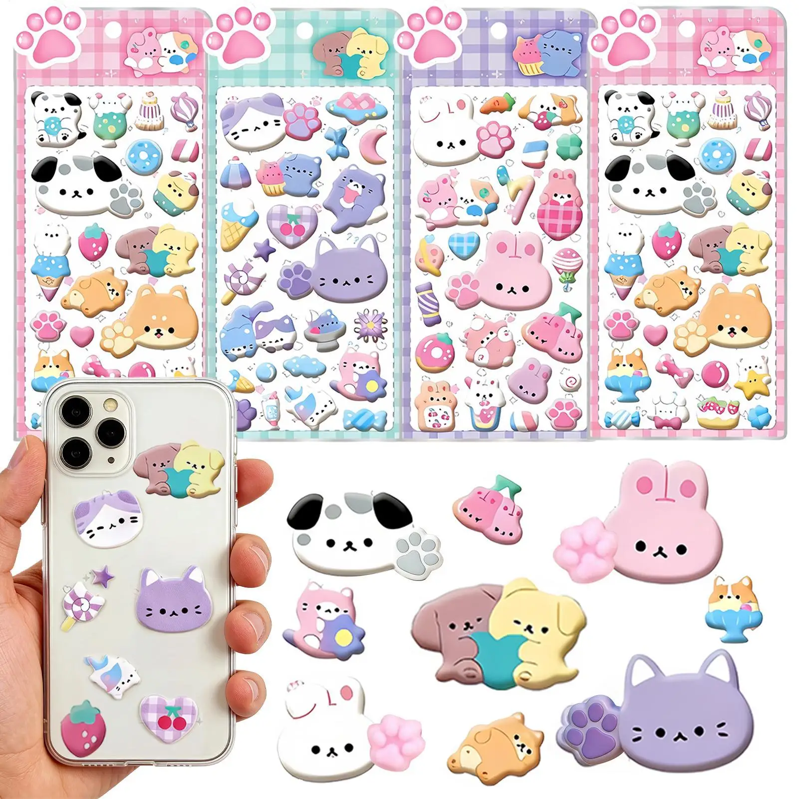 Pegatinas para niños, calcomanías adhesivas de animales de dibujos animados, pegatinas 3D de dibujos animados para portátiles, funda de teléfono, fiesta, cumpleaños, actividad en el aula