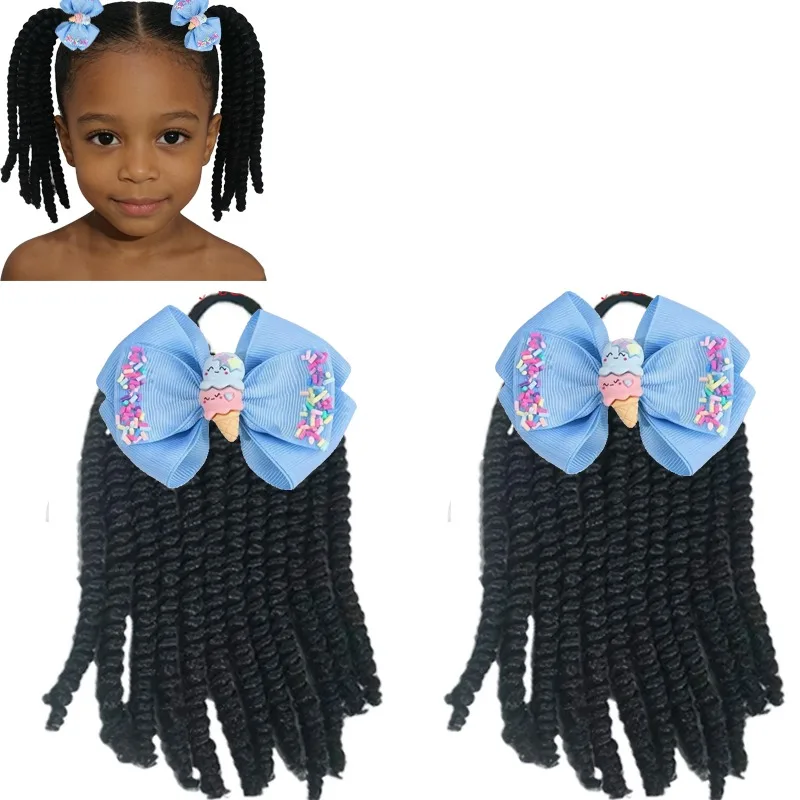Extensiones de pelo rizado para niñas – Coletas elásticas sintéticas - imagen 5