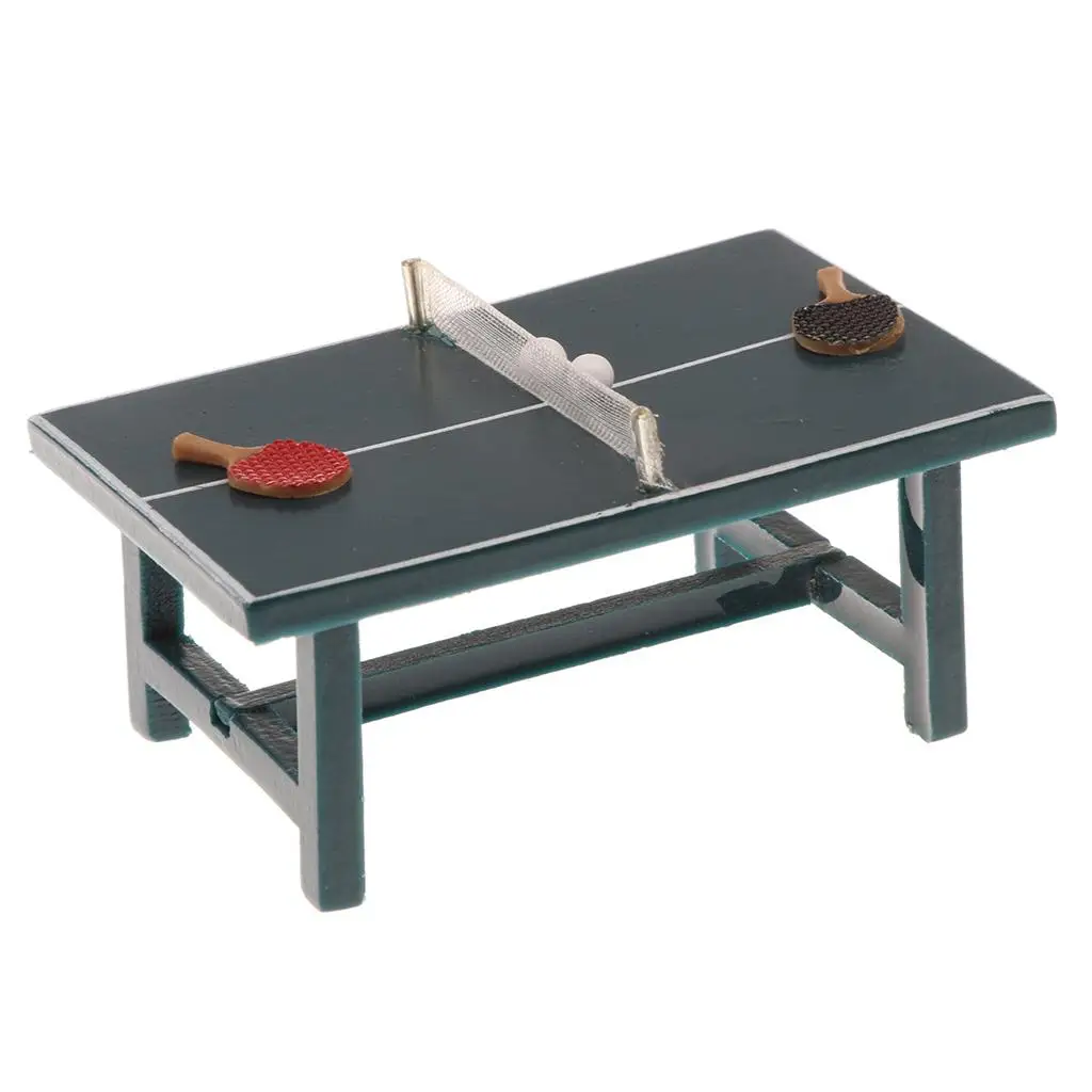 Juego completo de tenis de mesa para casa de muñecas a escala 1:12 con pelotas - imagen 5
