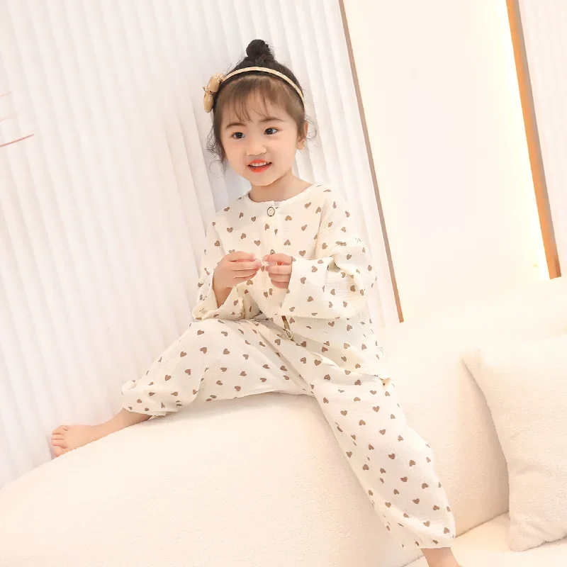 Conjunto de pijama de algodón de doble hilo para niños y niñas - imagen 4