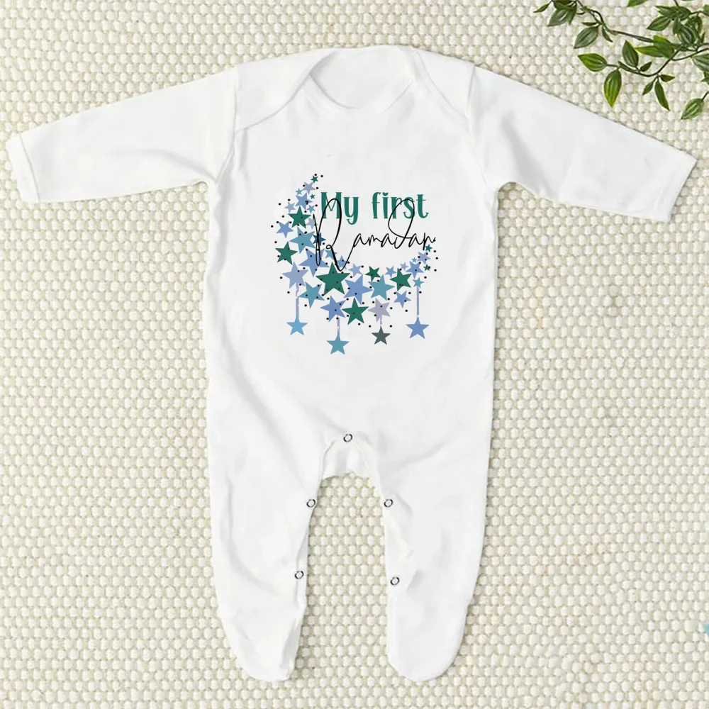 Body con estampado de mi primera Ramadán para bebé, traje de dormir para recién nacido, pelele de manga larga para bebé, traje de Baby Shower musulmán islámico de Ramadán - imagen 5