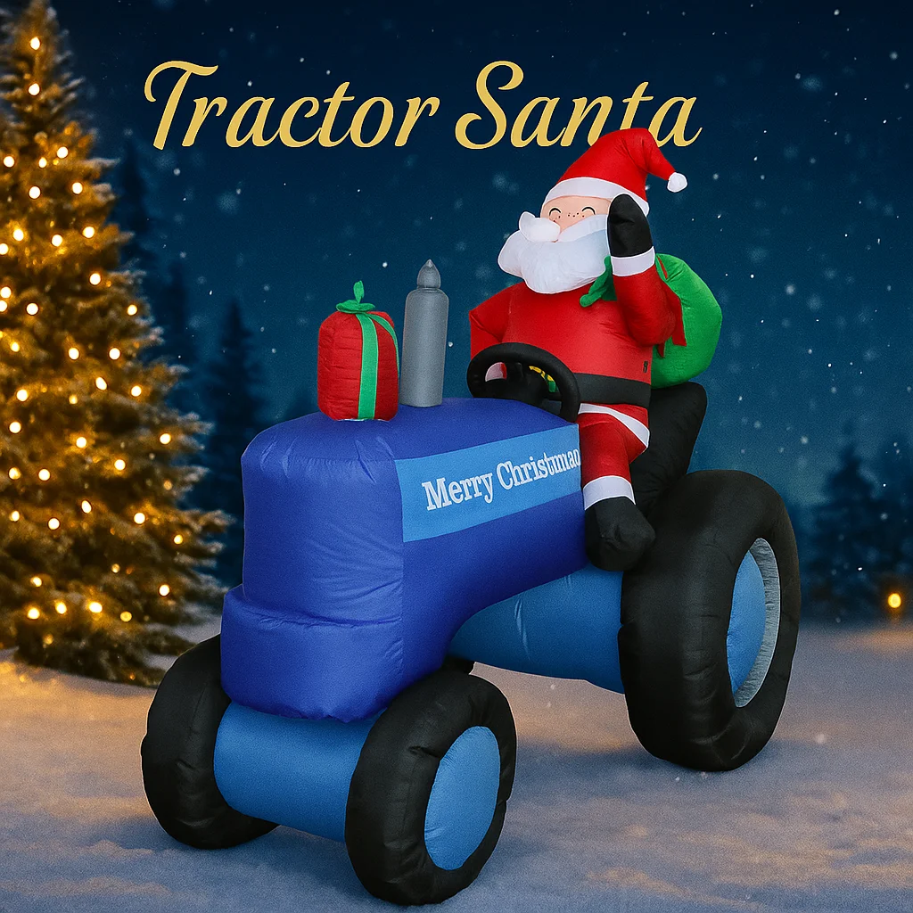 Tractor de Papá Noel inflable de 5,41 pies, juguete, adornos navideños para suministros de patio, adornos de decoración del hogar, regalos festivos para vacaciones - imagen 5