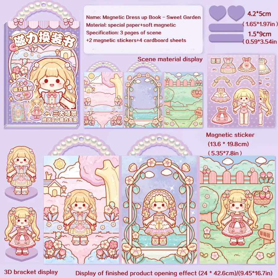 Tilado vestir libro magnético silencioso cuenta de mano para niñas y niños pegatinas de escena de juguete magnético hechas a mano - imagen 5