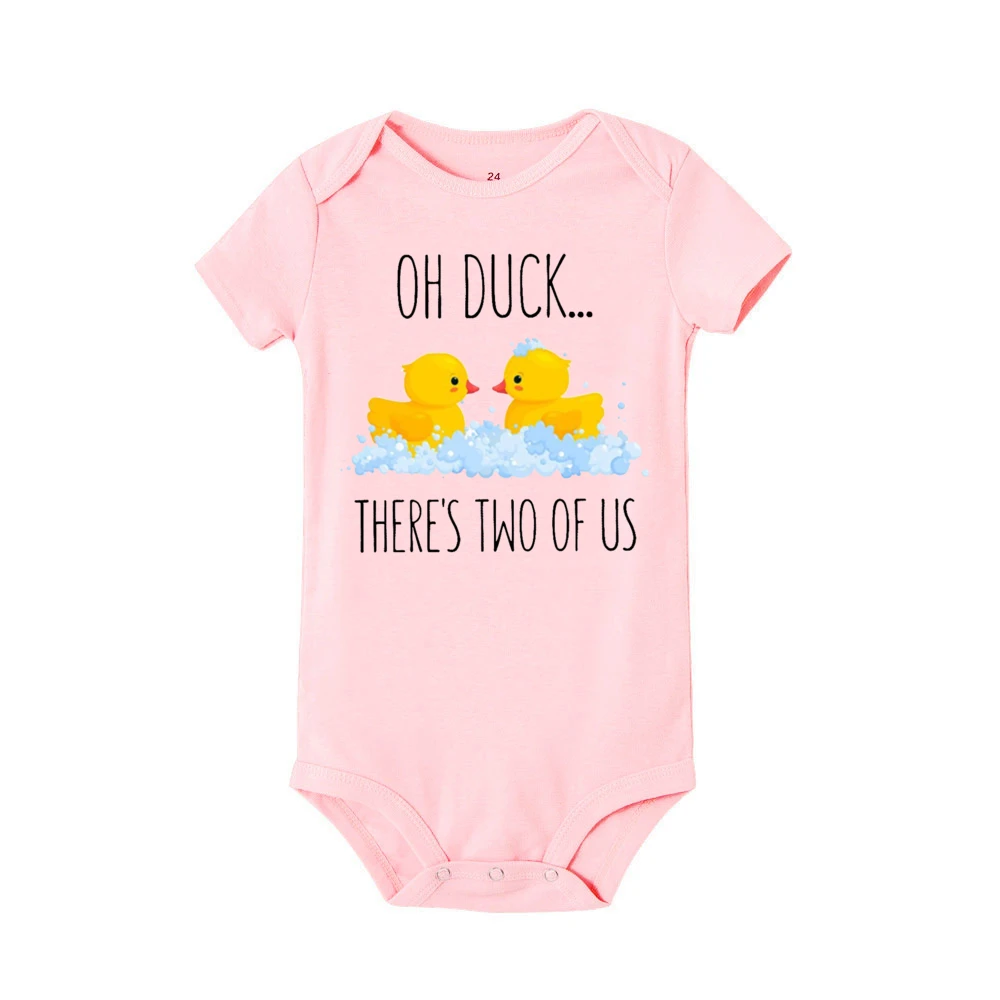 Oh Duck There's Two of Us Print Baby Bodysuit Funny Twins Clothes Newborn Short Sleeve Romper Cute Twin Outfit Toddler Jumpsuit - imagen 5