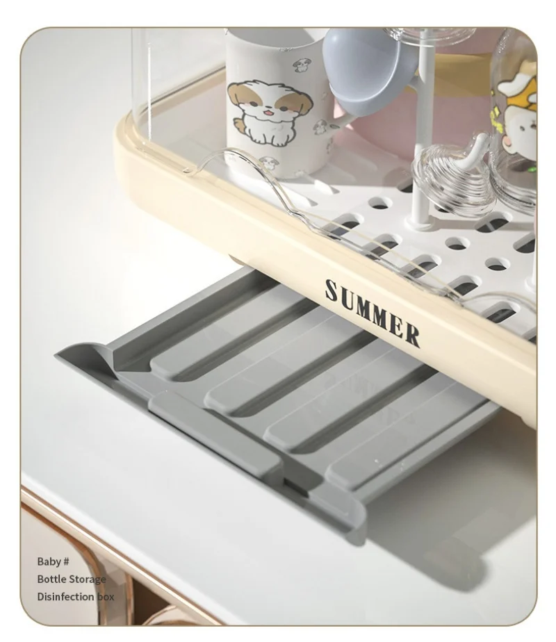 Stérilisateur de biberons avec étendoir, petite armoire de désinfection ultraviolette domestique pour bébés, Machine deux en un - imagen 4