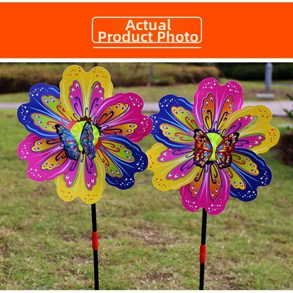 Moulin à vent papillon de danse en plastique multi-styles coloré PVC dessin animé moulin à vent portatif papillon 3D diamètre 24 cm - imagen 3