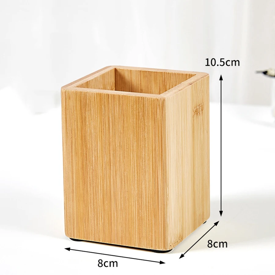 Portalápices multifuncional de madera maciza, organizador de escritorio Retro con grabado, caja de almacenamiento de oficina para lápices, 1 ud. - imagen 4