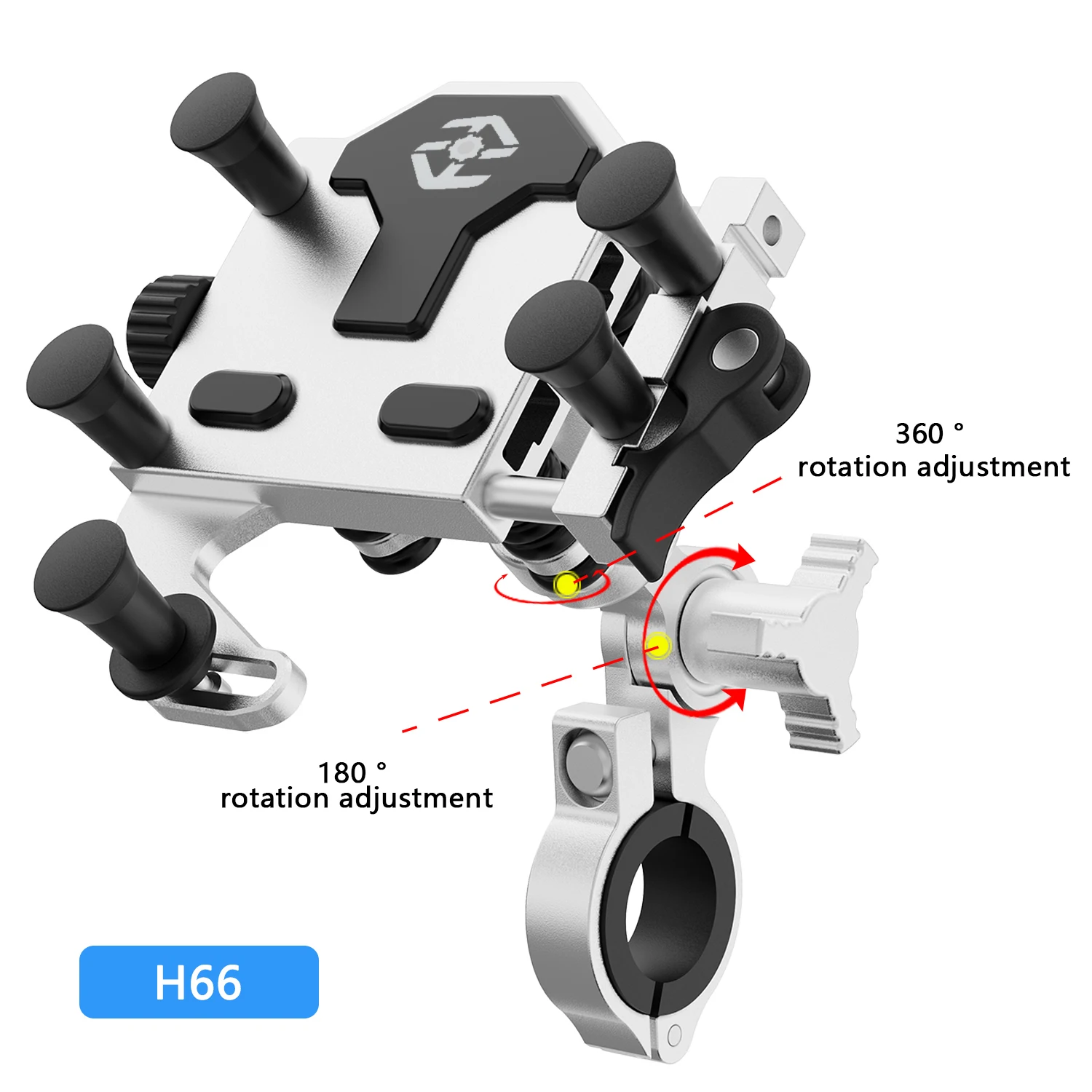 Soporte de teléfono para motocicleta, aleación Universal, absorción de golpes, soporte de navegación para manillar de bicicleta, 360 °   Soporte giratorio ajustable