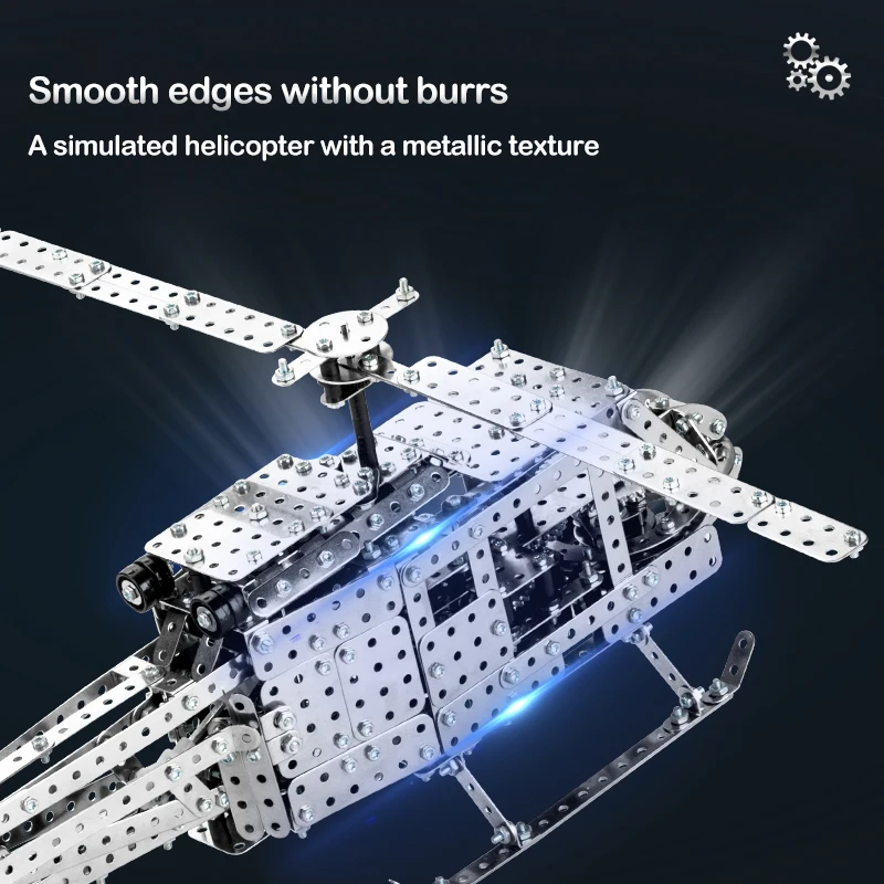 Helicóptero militar grande de alta dificultad, montaje de tornillo y tuerca, bloques de construcción 3D hechos a mano, juguete para niños - imagen 4