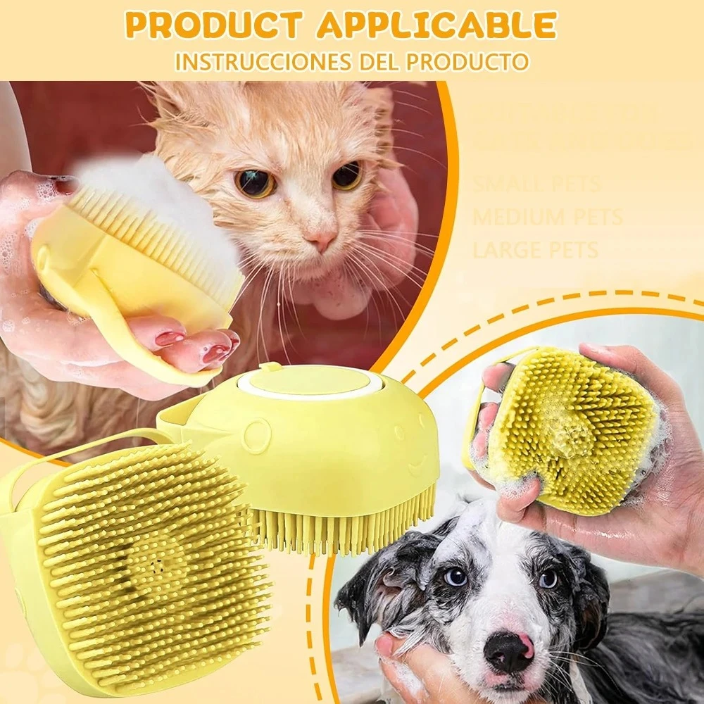 Cepillo de baño para perros, champú de silicona para mascotas, jabón, depurador para perros, masaje para gatos, peine de lavado, cepillo de limpieza para cachorros de goma suave - imagen 5