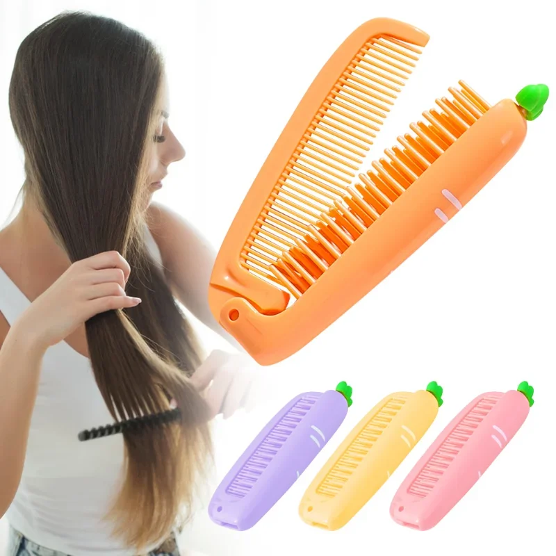 Peine de dientes suaves portátil para niños, cepillos de pelo, peine plegable de dibujos animados bonitos para niños, niños, niñas, cepillos y peine para el cuidado del cabello de bebés