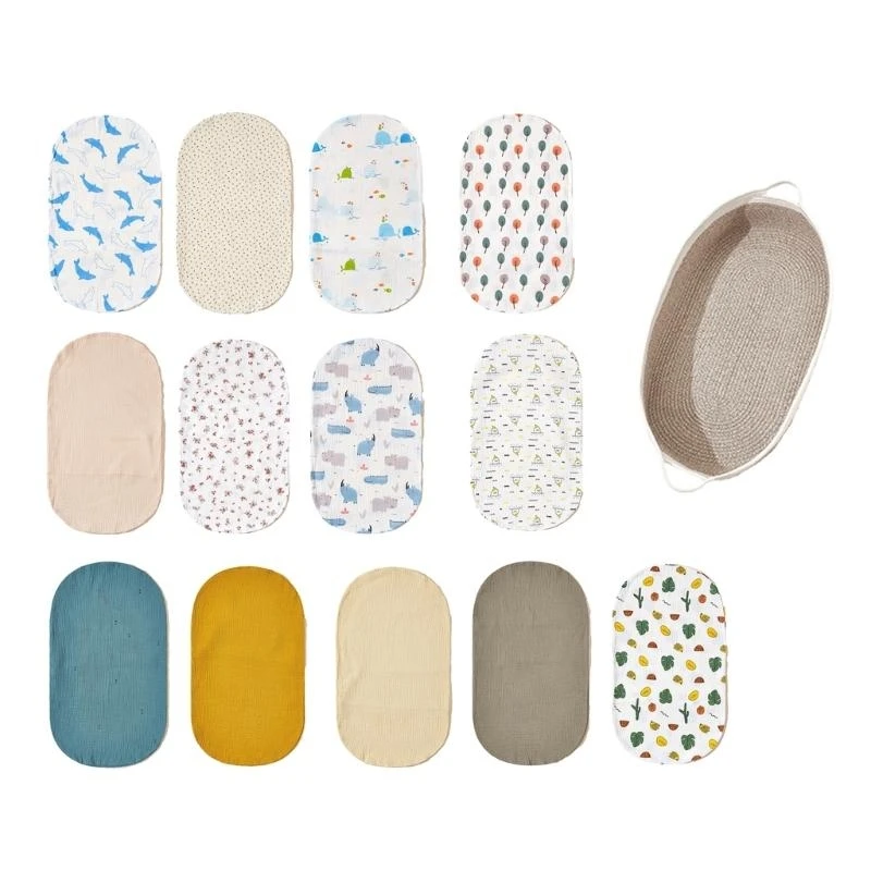 M76C Baby Changing Boquh Sheet Soft Oval Bassyet Matchel Cubierta para canasta bebé Ceta algodón Cambio algodón - imagen 2