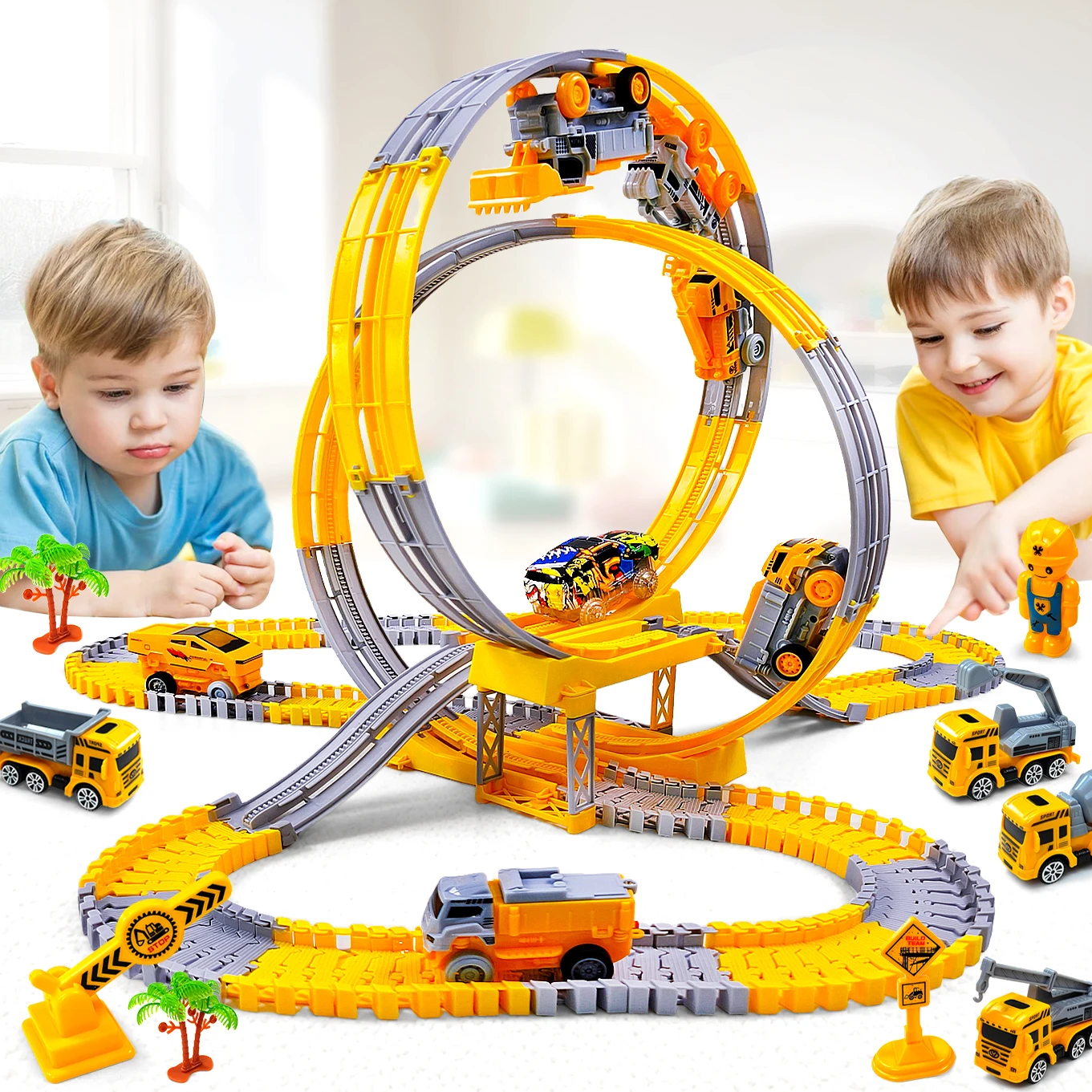 Juguetes mágicos de tren de coche de juguete de pista eléctrica de ingeniería de escalada para niños-juguetes educativos para niños Idea de regalo de cumpleaños