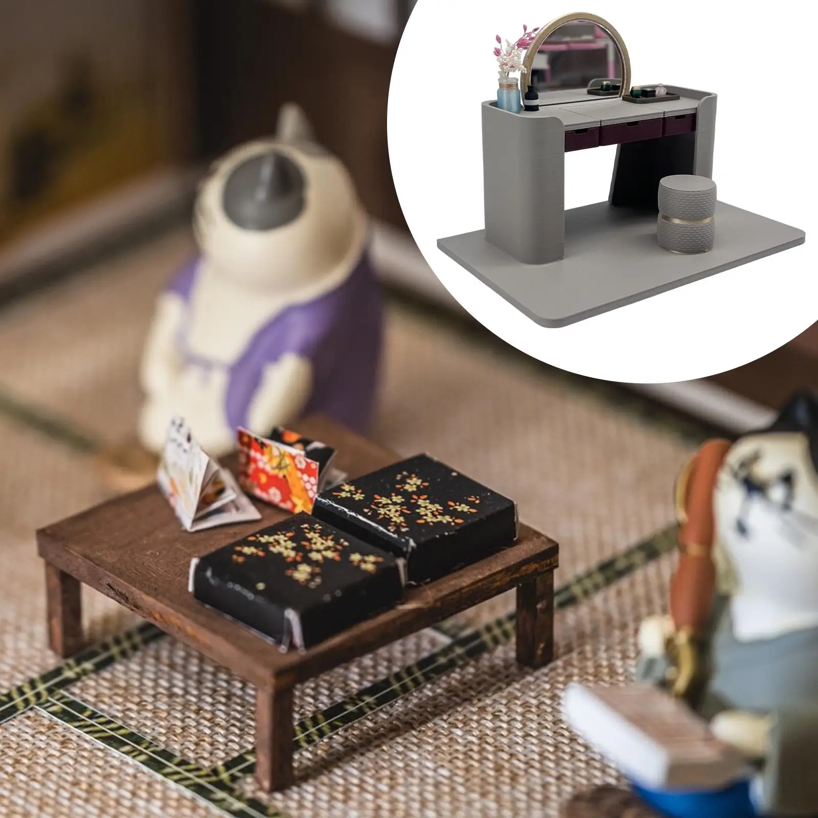 Mesa de tocador mini desplegable para casa de muñecas en miniatura - imagen 2